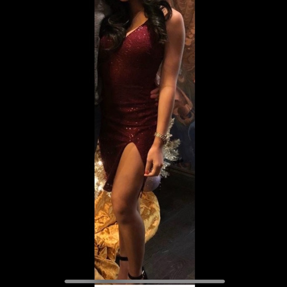 Maroon sequin dress